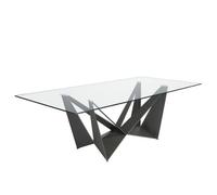 Angel Cerda Rectangular Tempered Glass And Black Steel Dining Table