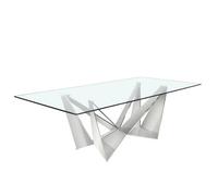 Angel Cerda Rectangular Tempered Glass And Chrome-Plated Steel Dining Table