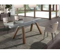 Angel Cerdá Rectangular tempered glass and walnut extending dining table 1123