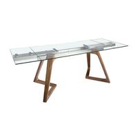 Angel Cerda Elegant Rectangular Walnut And Glass Extending Dining Table