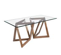 Angel Cerda Rectangular Tempered Glass Dining Table 180x90x75 cm in Brown | Size: 180 x 90 x 75 cm Angel Cerda Brown 180 x 90 x 75 cm