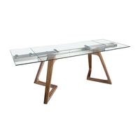 Angel Cerda Rectangular Tempered Glass Extending Dining Table in Walnut Angel Cerda Walnut