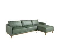 Angel Cerda Right Chaise Longue Sofa In Green Leather