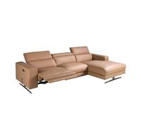 Angel Cerda Right-Hand Brown Leather Chaise Longue Recliner Sofa