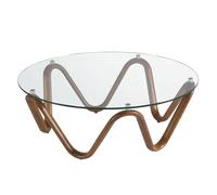 Angel Cerda Round Coffee Table Tempered Glass Top, Walnut-Colour in Brown Angel Cerda Brown