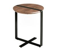 Angel Cerda Round Corner Side Table Walnut Veneer Top & Black Angel Cerda Black