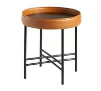 Angel Cerdá Round Corner Table in Eco-leather, Walnut and Black Steel 2059