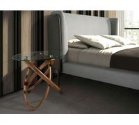 Angel Cerda Stylish Round Corner Table In Tempered Glass And Walnut