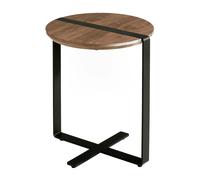 Angel Cerdá Round Corner Table Walnut and Black Steel 2054