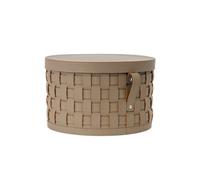 Angel Cerda Round Decorative Storage Basket In Dark Mink Regenerated Leather With Lid