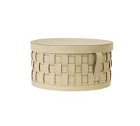 Angel Cerda Round Decorative Storage Basket In Sand-Coloured Regenerated Leather With Lid