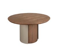 Angel Cerda Round Dining Table Walnut And Metallic Sand Steel