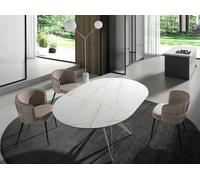 Angel Cerdá Round extendable dining table in porcelain marble and grey steel 1119