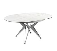 Angel Cerda Round Extendable Dining Table In Porcelain Marble And Grey Steel
