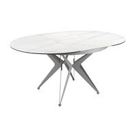 Angel Cerda Round Extendable Dining Table, Porcelain Marble Top in White Angel Cerda White