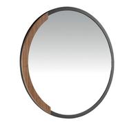 Angel Cerda Round Wall Mirror 80 cm Black Steel Frame with Walnut Angel Cerda Walnut
