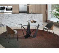 Angel Cerdá Round tempered glass and black steel dining table 1045