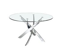 Angel Cerdá Round tempered glass and chrome-plated steel dining table 1061 - Ø110 x 75