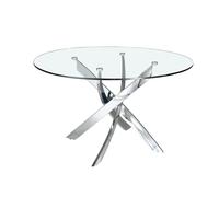 Angel Cerdá Round tempered glass and chrome-plated steel dining table 1061 - Ø140 x 75