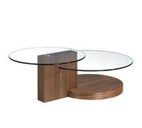 Angel Cerda Round Tempered Glass And Walnut Coffee Table