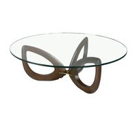 Angel Cerdá Round Tempered Glass and Walnut Coffee Table 2053