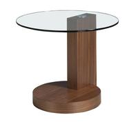 Angel Cerda Round Tempered Glass Side Table 60x48 cm, Walnut in Brown | Size: 60x48 cm Angel Cerda Brown 60x48 cm