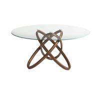 Angel Cerdá Round tempered glass and walnut dining table 1020 - Ø140 x 75