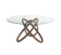 Angel Cerdá Round tempered glass and walnut dining table 1020 - Ø150 x 75