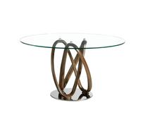 Angel Cerdá Round tempered glass and walnut dining table 1021 - Ø130 x 75