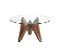 Angel Cerdá Round tempered glass and walnut dining table 1126 - Ø140 x 75