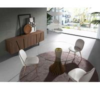 Angel Cerdá Round tempered glass and walnut dining table 1127