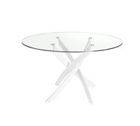 Angel Cerdá Round tempered glass and white steel dining table 1138 - Ø110 x 75