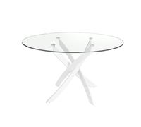 Angel Cerdá Round tempered glass and white steel dining table 1138 - Ø120 x 75