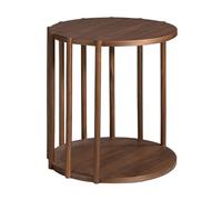 Angel Cerda Round Walnut Veneer Corner Side Table, 45x47 cm in Brown Angel Cerda Brown 45x47 cm