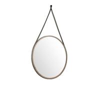 Angel Cerda Round Walnut Wall Mirror 75 cm with Leather Strap Angel Cerda Walnut