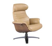 Angel Cerda Sand Leather Swivel Recliner Armchair in Light Sand Angel Cerda Light Sand