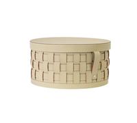 Angel Cerda Round Decorative Storage Basket In Sand-Coloured Regenerated Leather With Lid