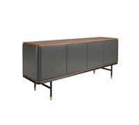 Angel Cerda Sideboard In Dark Grey Wood, Black Steel And Walnut Top