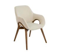Angel Cerda Stylish Beige Fabric Dining Chair With Armrests