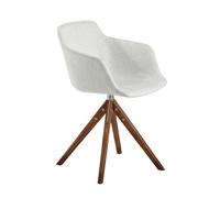 Angel Cerda Swivel Dining Chair, Beige Fabric, Walnut Legs Angel Cerda Beige