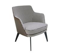 Angel Cerda Stylish Black And White Fabric Armchair With Chocolate Brown Leatherette Accents