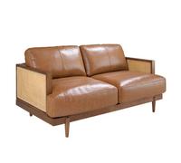 Angel Cerda Stylish Brown Leather 2-Seater Sofa For Modern Living Rooms