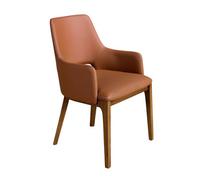 Angel Cerda Stylish Brown Leatherette Dining Chair With Armrests