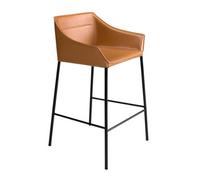 Angel Cerda Kitchen Stool, Brown Leatherette, Matte Black Legs in Tan Angel Cerda Tan