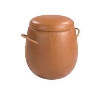Angel Cerda Stylish Camel Leather Pouffe For Modern Homes