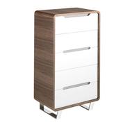 Angel Cerda Stylish Chiffonier In White Wood, Walnut & Chrome Steel