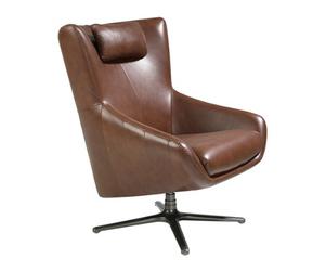 Angel Cerda Stylish Cognac Brown Leather Swivel Armchair