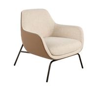Angel Cerda Stylish Cream Fabric And Brown Leatherette Armchair For Modern Interiors