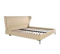 Angel Cerda Cream Leatherette Double Bed Fits 180x200 cm Mattress in Beige Angel Cerda Beige Double
