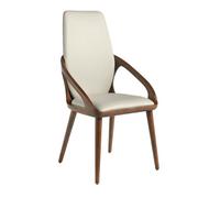 Angel Cerda Stylish Cream Leatherette Dining Chair With Walnut Legs
